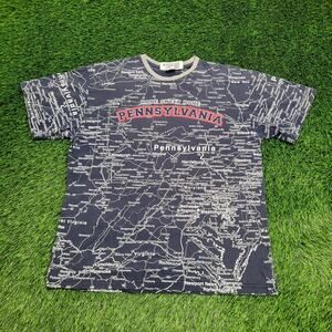 Pennsylvania City Map Shirt Large 23x27 Blue White AOP